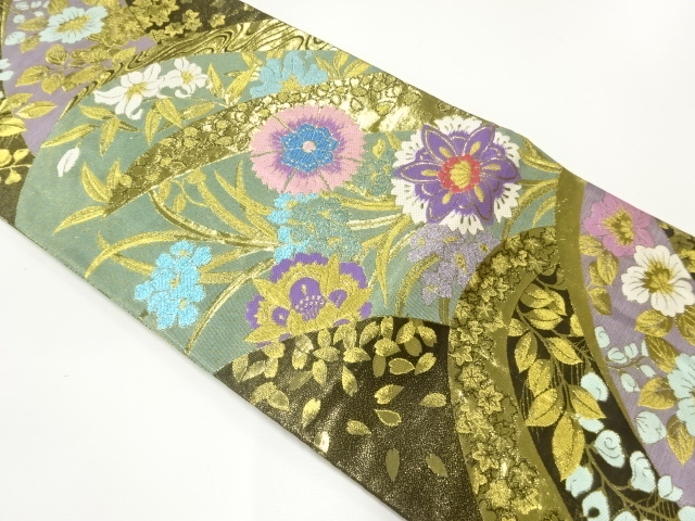 JAPANESE MARU OBI / WOVEN FLOWER & BIRD